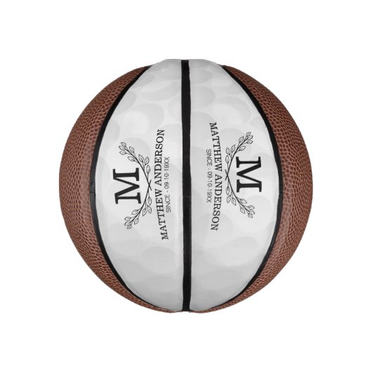Aangepaste Golf Ball Pattern Name Monogram Age Basketbal (Verticaal)