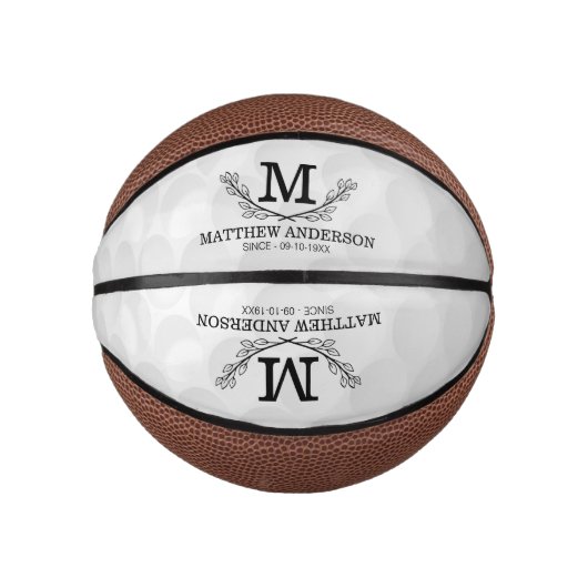 Aangepaste Golf Ball Pattern Name Monogram Age Basketbal (Voorkant)