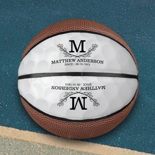 Aangepaste Golf Ball Pattern Name Monogram Age Basketbal