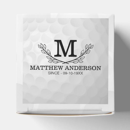 Aangepaste Golf Ball Pattern Name Monogram Age Bedankdoosjes (Bovenkant)