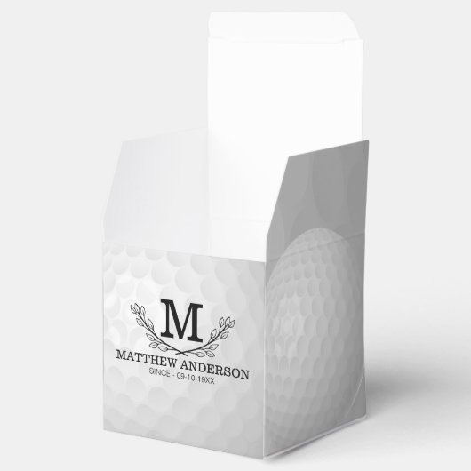 Aangepaste Golf Ball Pattern Name Monogram Age Bedankdoosjes (Geopend)