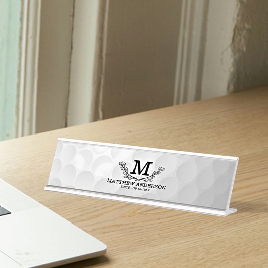 Aangepaste Golf Ball Pattern Name Monogram Age Bureau Naambordje