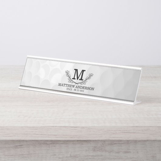 Aangepaste Golf Ball Pattern Name Monogram Age Bureau Naambordje (Voorkant)