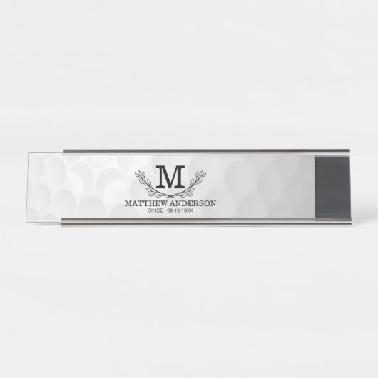 Aangepaste Golf Ball Pattern Name Monogram Age Bureau Naambordje (Voorkant)