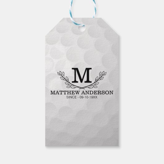 Aangepaste Golf Ball Pattern Name Monogram Age Cadeaulabel (Achterkant)