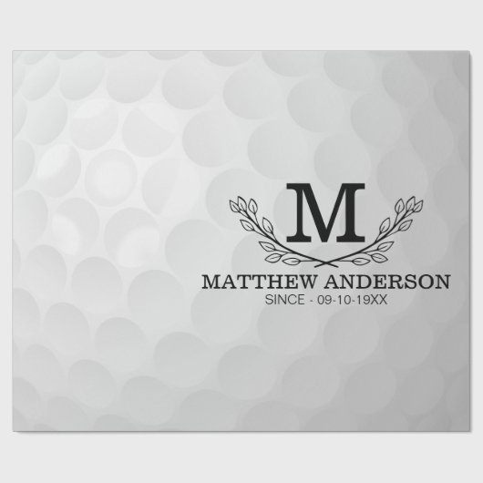 Aangepaste Golf Ball Pattern Name Monogram Age Cadeaupapier (Vlak)