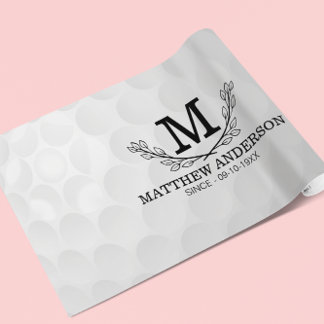 Aangepaste Golf Ball Pattern Name Monogram Age Cadeaupapier