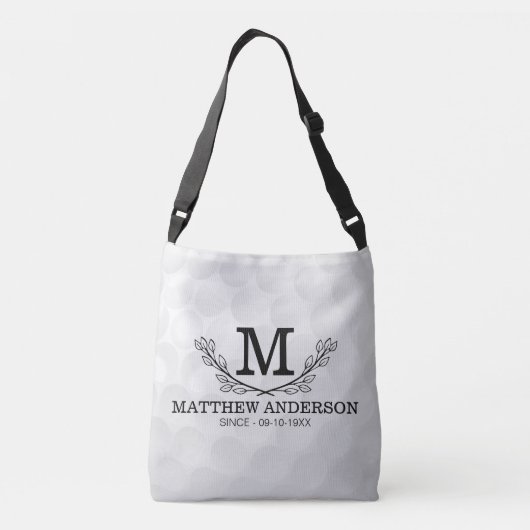 Aangepaste Golf Ball Pattern Name Monogram Age Crossbody Tas (Achterkant)