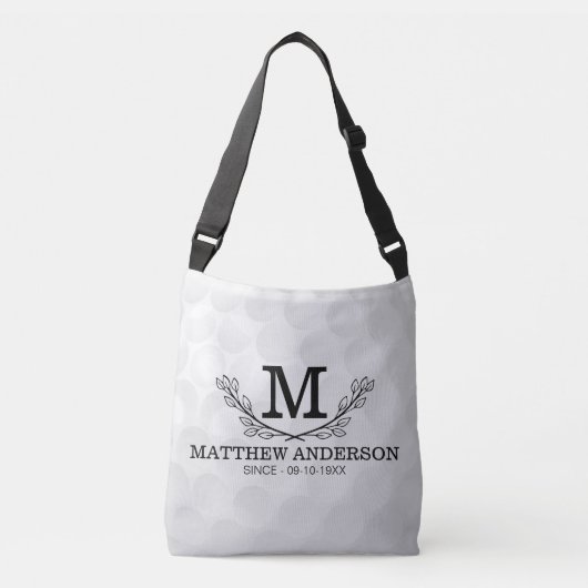 Aangepaste Golf Ball Pattern Name Monogram Age Crossbody Tas (Voorkant)