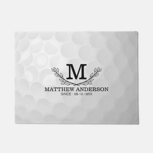 Aangepaste Golf Ball Pattern Name Monogram Age Deurmat (Voorkant)