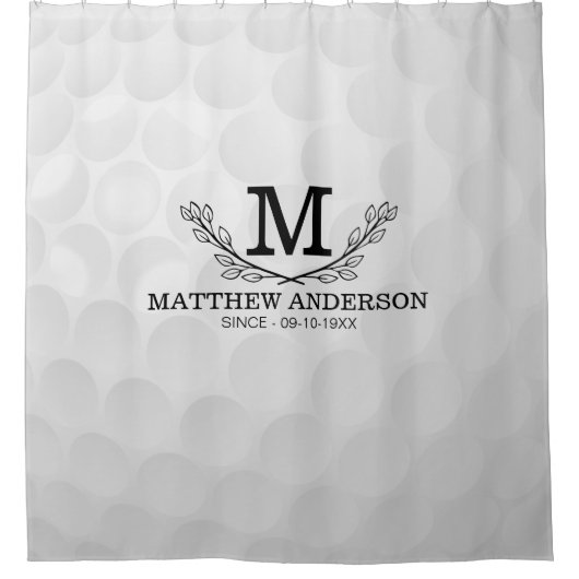 Aangepaste Golf Ball Pattern Name Monogram Age Douchegordijn (Voorkant)