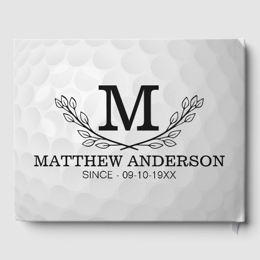 Aangepaste Golf Ball Pattern Name Monogram Age Gastenboek (Achterkant)
