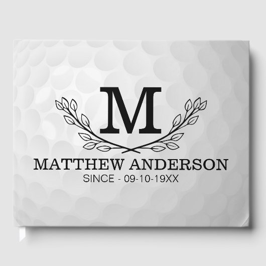 Aangepaste Golf Ball Pattern Name Monogram Age Gastenboek (Voorkant)
