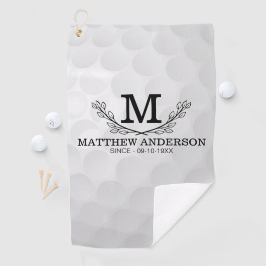 Aangepaste Golf Ball Pattern Name Monogram Age Golfhanddoek (Insitu)