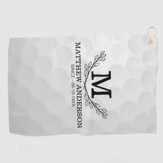 Aangepaste Golf Ball Pattern Name Monogram Age Golfhanddoek (Horizontaal)