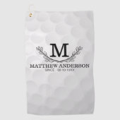 Aangepaste Golf Ball Pattern Name Monogram Age Golfhanddoek (Voorkant)