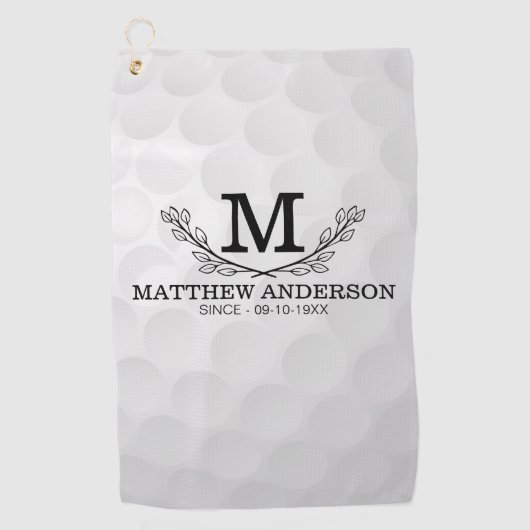 Aangepaste Golf Ball Pattern Name Monogram Age Golfhanddoek (Voorkant)