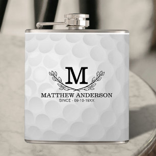 Aangepaste Golf Ball Pattern Name Monogram Age Heupfles