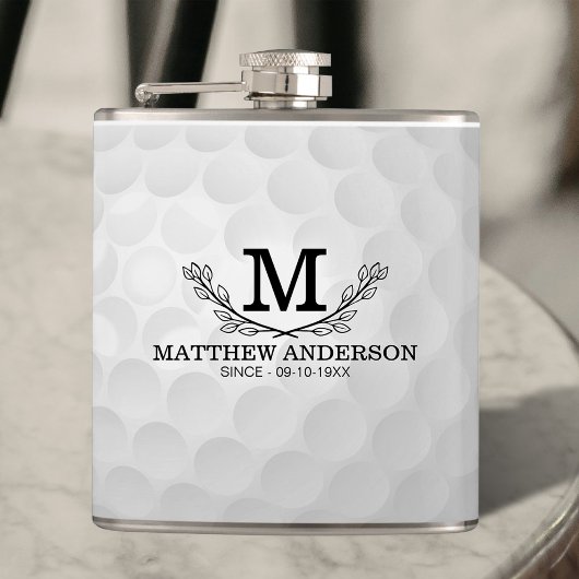 Aangepaste Golf Ball Pattern Name Monogram Age Heupfles