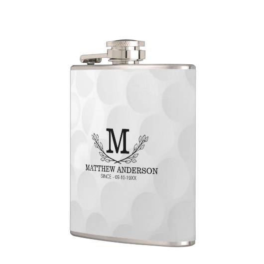 Aangepaste Golf Ball Pattern Name Monogram Age Heupfles (Links)