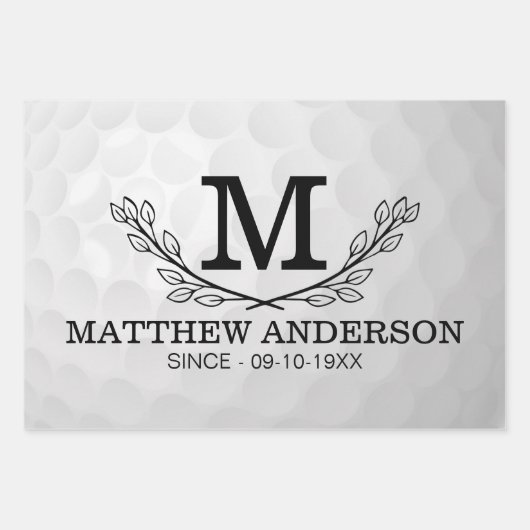 Aangepaste Golf Ball Pattern Name Monogram Age Inpakpapier Vel (Voorkant 2)