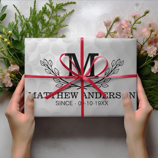 Aangepaste Golf Ball Pattern Name Monogram Age Inpakpapier Vel