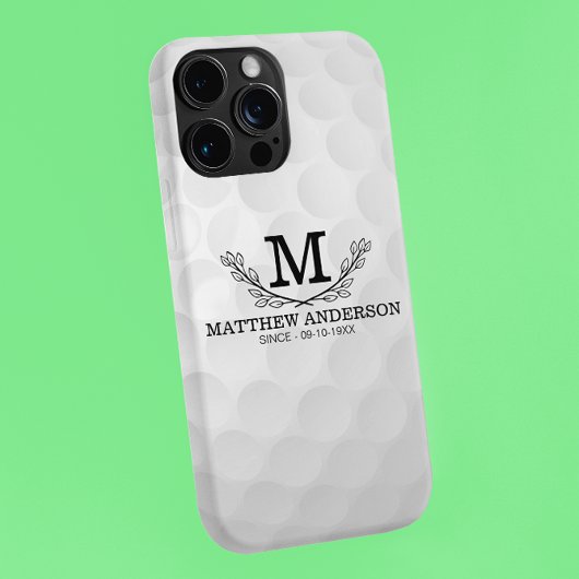 Aangepaste Golf Ball Pattern Name Monogram Age iPhone Hoesje