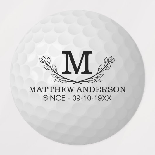 Aangepaste Golf Ball Pattern Name Monogram Age Labels (Design 1)