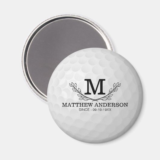 Aangepaste Golf Ball Pattern Name Monogram Age Magneet (Voorkant / Achterkant)