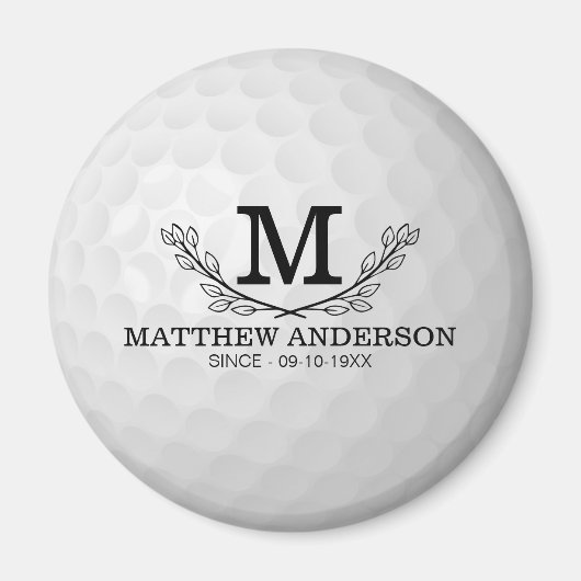 Aangepaste Golf Ball Pattern Name Monogram Age Magneet (Voorkant)