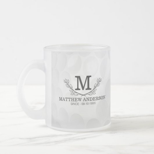 Aangepaste Golf Ball Pattern Name Monogram Age Matglas Koffiemok (Links)