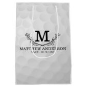 Aangepaste Golf Ball Pattern Name Monogram Age Medium Cadeauzakje (Achterkant)