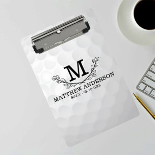 Aangepaste Golf Ball Pattern Name Monogram Age Mini Klembord
