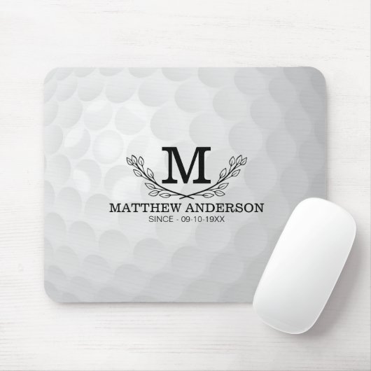 Aangepaste Golf Ball Pattern Name Monogram Age Muismat (Met muis)