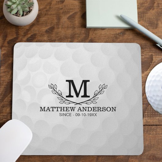 Aangepaste Golf Ball Pattern Name Monogram Age Muismat
