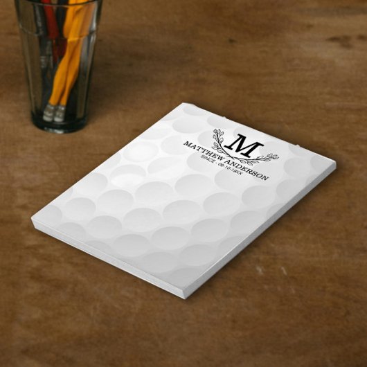 Aangepaste Golf Ball Pattern Name Monogram Age Notitieblok
