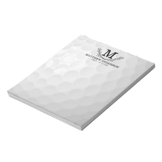 Aangepaste Golf Ball Pattern Name Monogram Age Notitieblok (Linkerzijde)