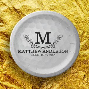 Aangepaste Golf Ball Pattern Name Monogram Age Papieren Bordje