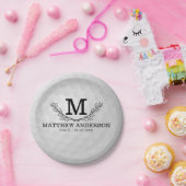 Aangepaste Golf Ball Pattern Name Monogram Age Papieren Bordje (Feest)