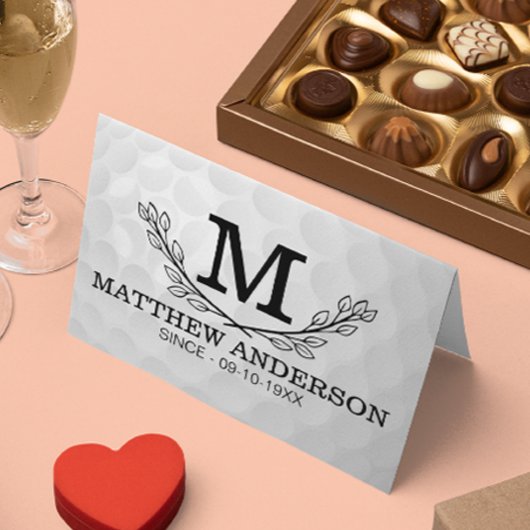 Aangepaste Golf Ball Pattern Name Monogram Age Plaatskaartje