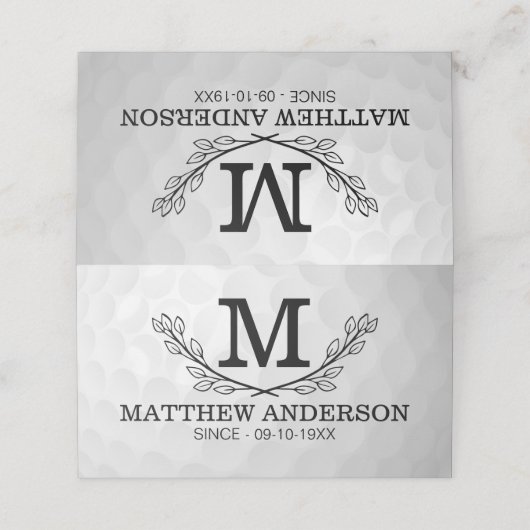 Aangepaste Golf Ball Pattern Name Monogram Age Plaatskaartje (Buitenkant ongevouwen)