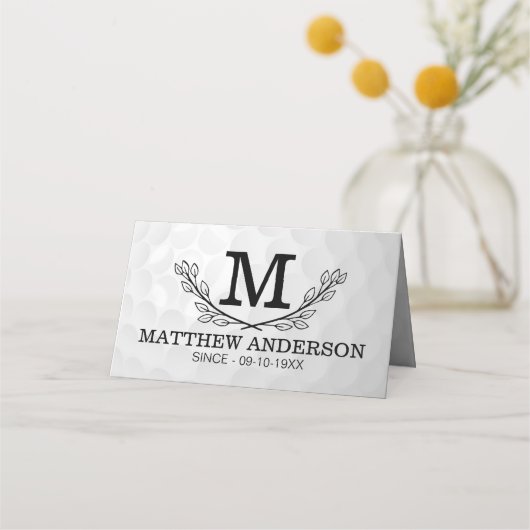 Aangepaste Golf Ball Pattern Name Monogram Age Plaatskaartje (Voorkant)