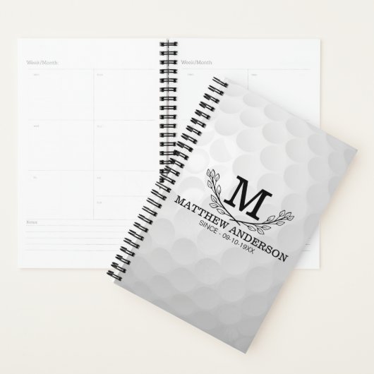 Aangepaste Golf Ball Pattern Name Monogram Age Planner (Display)