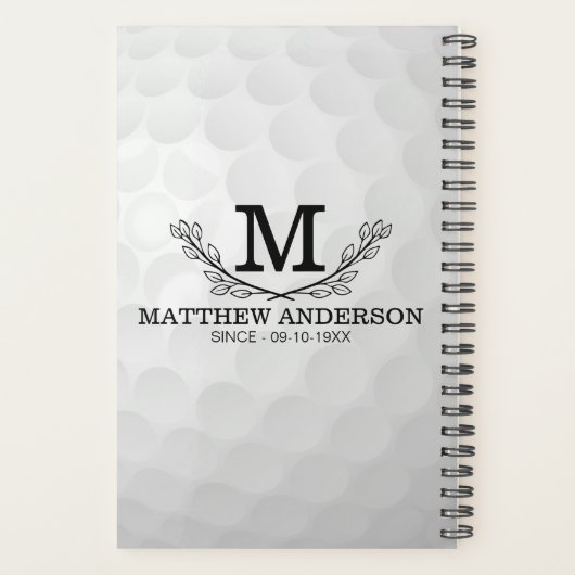 Aangepaste Golf Ball Pattern Name Monogram Age Planner (Achterkant)