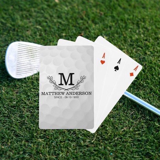 Aangepaste Golf Ball Pattern Name Monogram Age Pokerkaarten