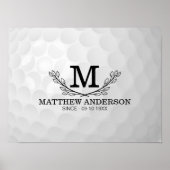Aangepaste Golf Ball Pattern Name Monogram Age Poster (Voorkant)