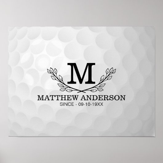 Aangepaste Golf Ball Pattern Name Monogram Age Poster (Voorkant)