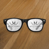 Aangepaste Golf Ball Pattern Name Monogram Age Retro Zonnebril