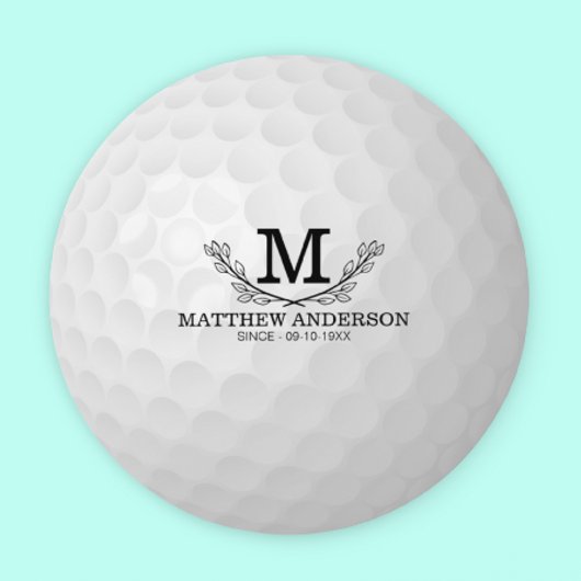 Aangepaste Golf Ball Pattern Name Monogram Age Ronde Kartonnen Onderzetter