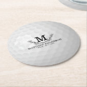 Aangepaste Golf Ball Pattern Name Monogram Age Ronde Kartonnen Onderzetter (Gebogen)